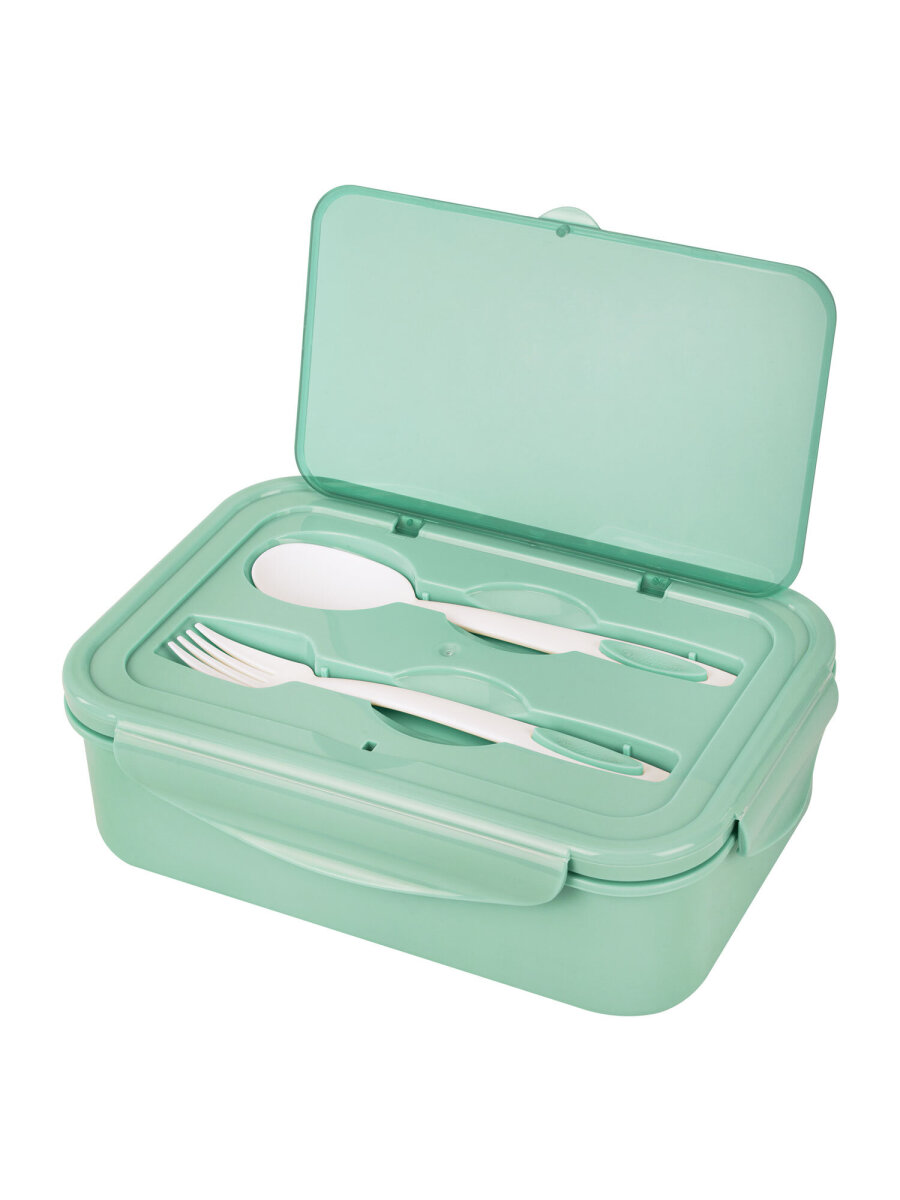 Ланч-бокс Joylux контейнер для еды с 4 отделениями и приборами 1,4 л 2 уровня 7х21х14 см - фото 16