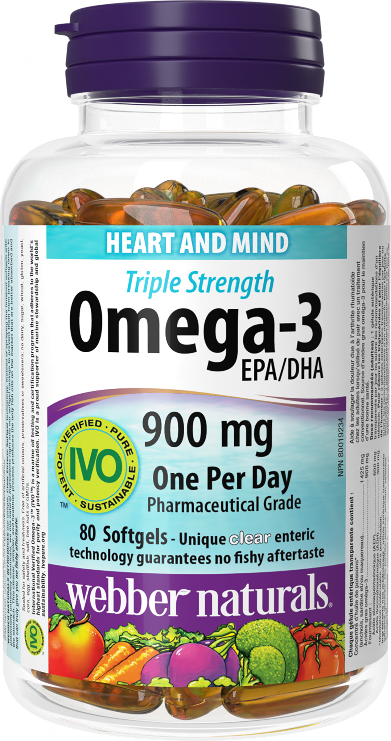 БАД Webber naturals Тройная сила Омега-3 900 мг 1974 мг 80 капсул - фото 1