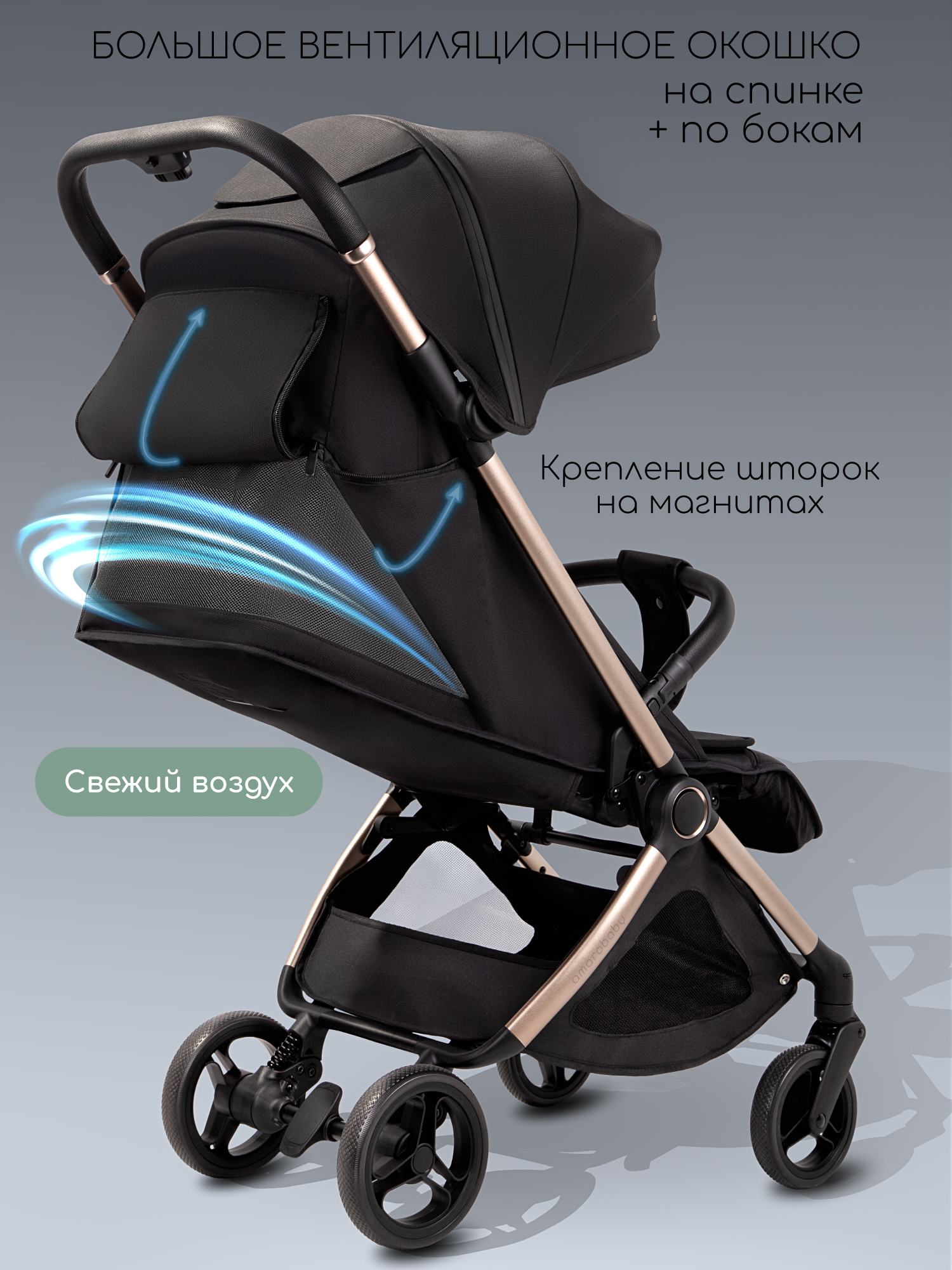 Коляска прогулочная Amarobaby Jaunt черный - фото 2