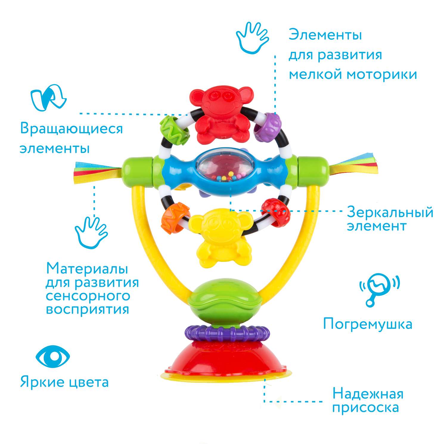 Игрушка развивающая Playgro погремушка на присоске - фото 5