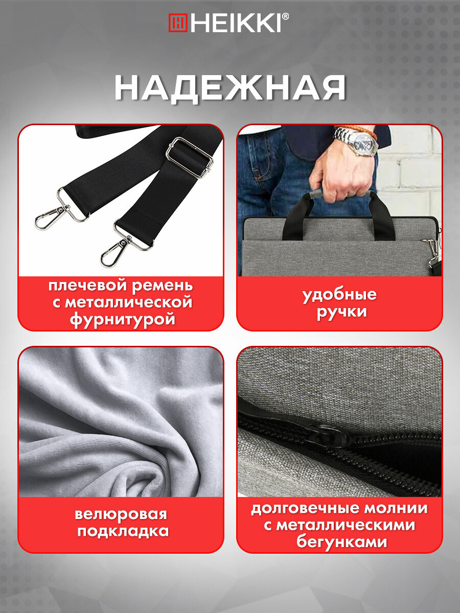 Сумка для ноутбука HEIKKI 13-14 дюймов портфель для документов через плечо - фото 3