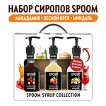 Набор сиропов SPOOM Макадамия Лесной орех Миндаль для кофе 3 шт 250 мл + 3 шт дозатора
