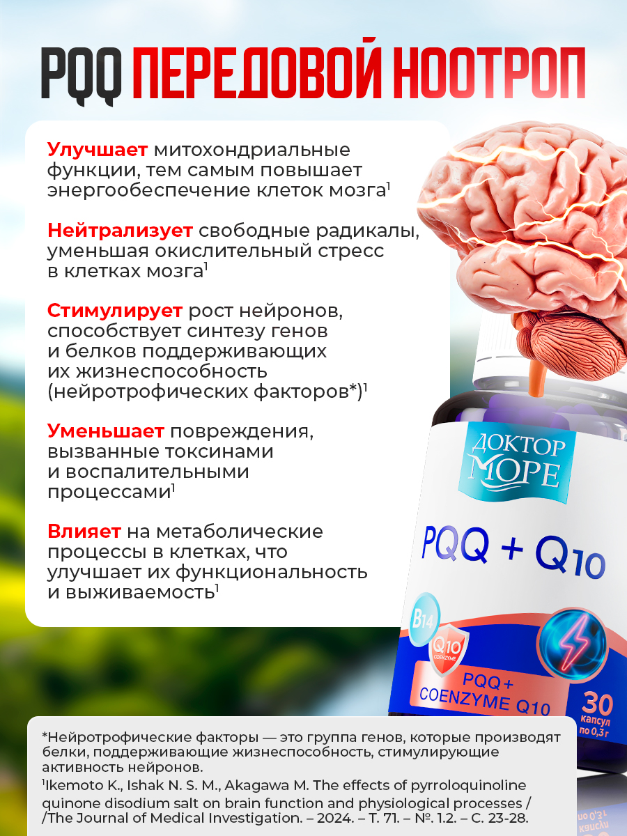 PQQ+Coenzyme Доктор Море 30 капсул по 0,3г - фото 4