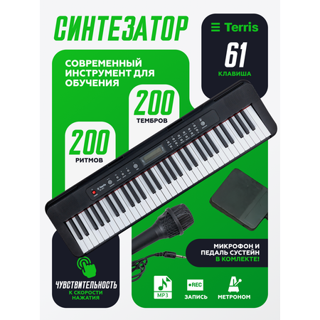 Игрушка музыкальная Terris TK-405 BK синтезатор