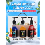 Набор сиропов SPOOM Блю кюрасао Гренадин Маракуйя для коктейлей 3шт 250мл + 3 дозатора
