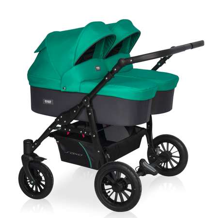 Коляска 2в1 для двойни Riko Basic Saxo бирюзовый