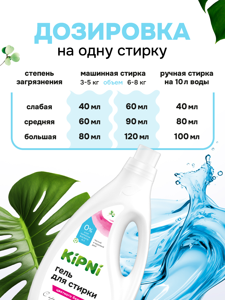 Гель для стирки KIPNI 1.5 л 1.6 кг 1 шт. 1 упак. - фото 10