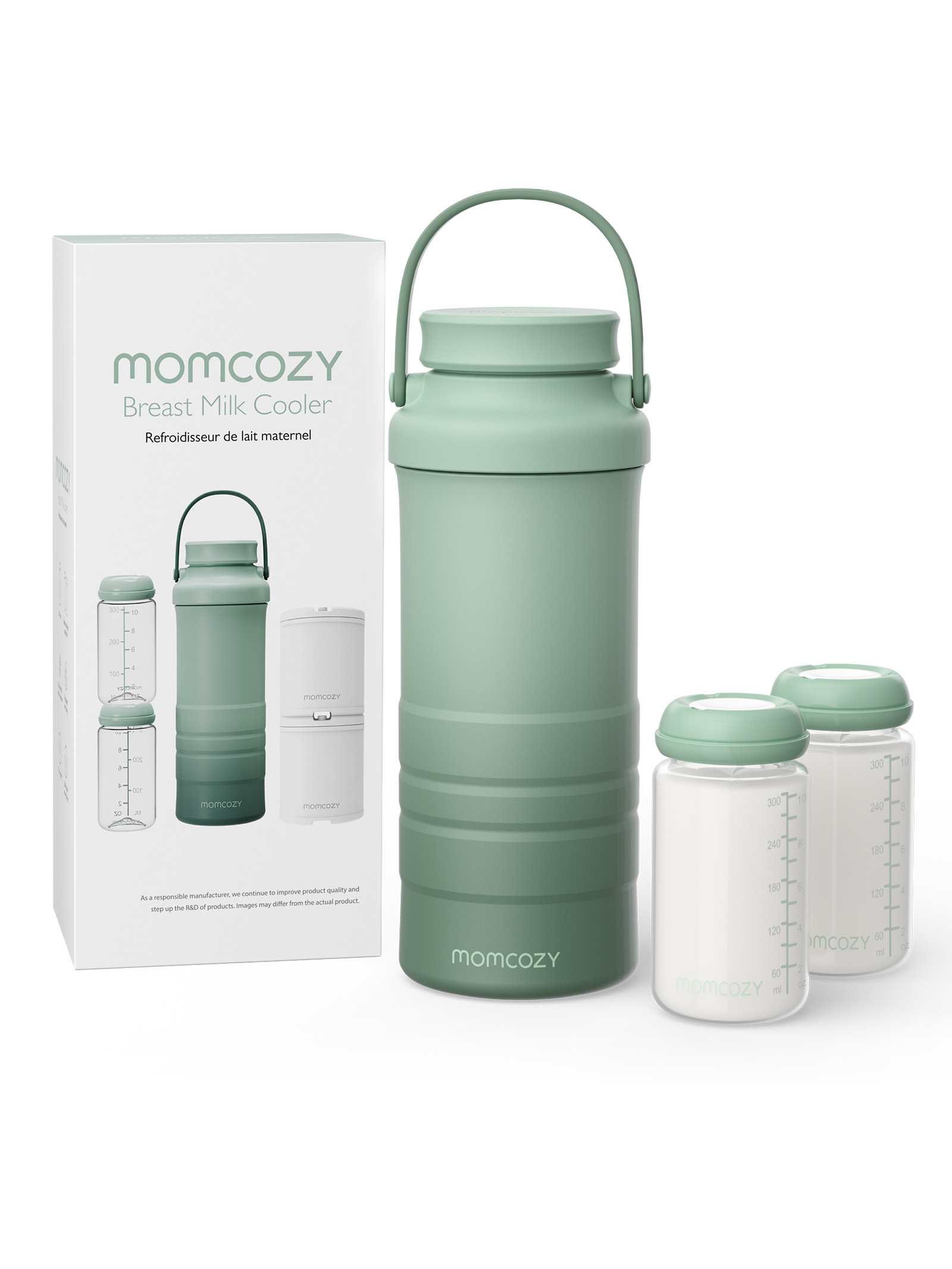 Термоконтейнер для грудного молока Momcozy портативный в наборе 2 бутылочки по 300 мл - фото 2