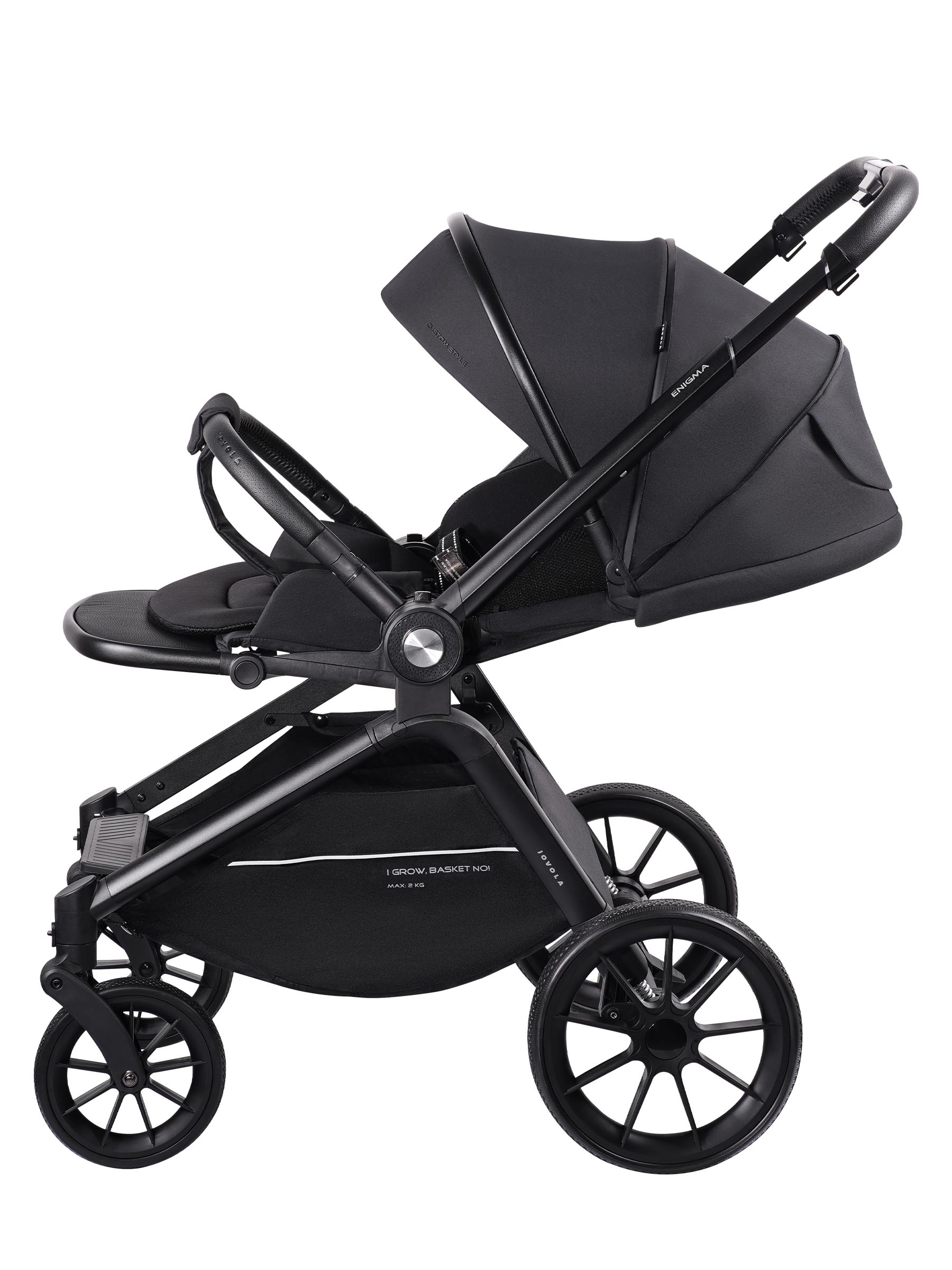 Коляска прогулочная JOVOLA Enigma всесезонная черный - фото 14