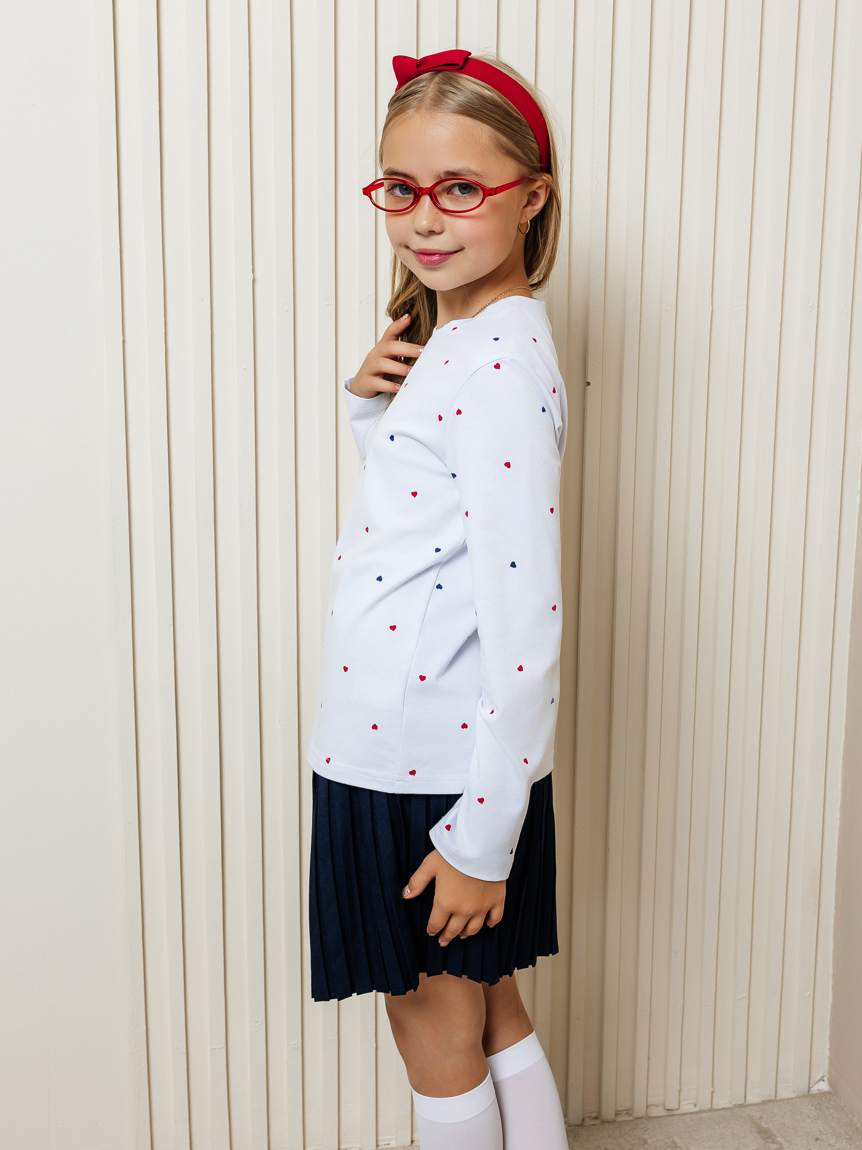 Водолазка Селтекс Ю_ДК1 белый/сердечки микс красный, синий - фото 3