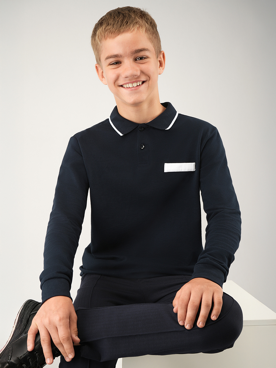 Рубашка-поло HappyFox HF77146т.синий.с.белой.полоской - фото 8