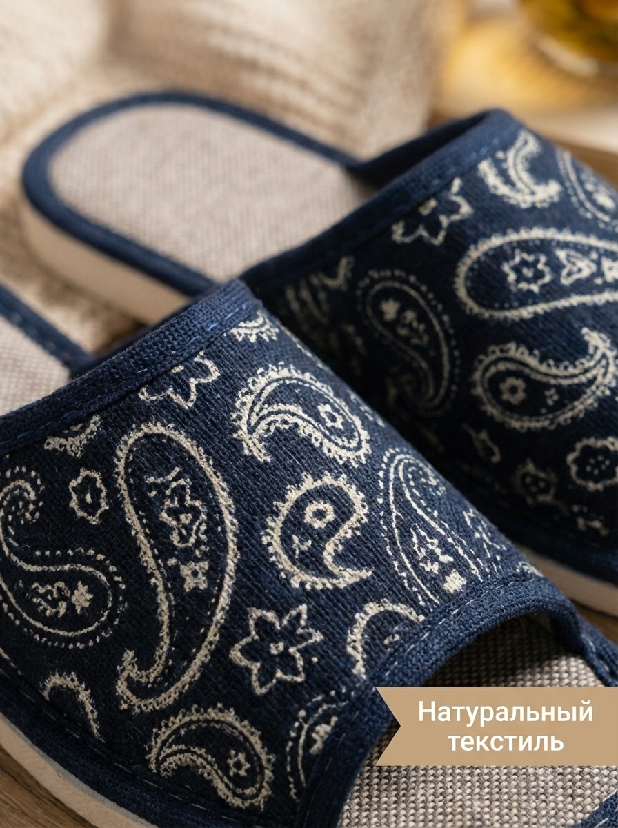 Тапочки UTA HOME 8-5/синий_огурцы желтые - фото 4