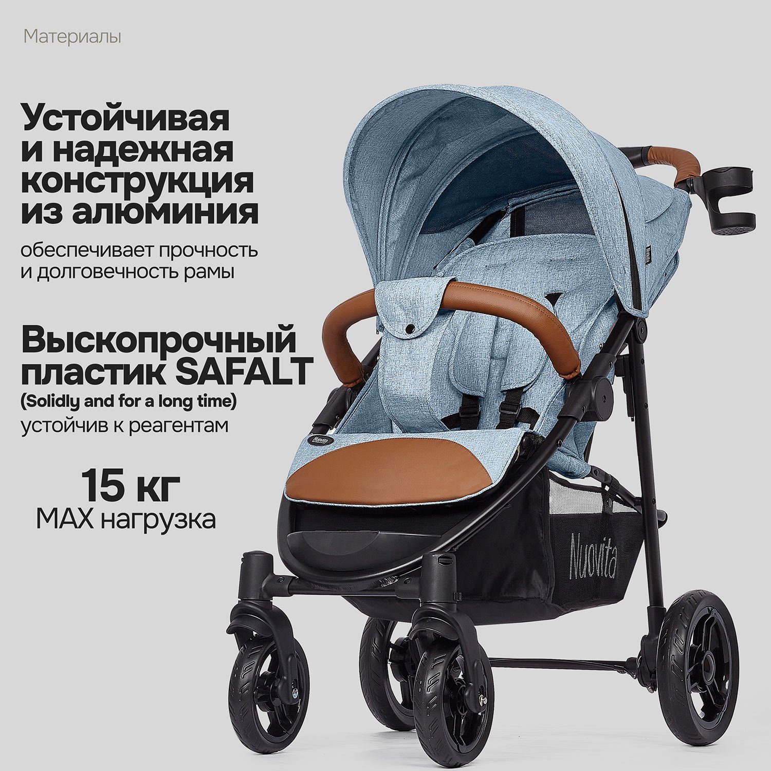 Коляска прогулочная Nuovita Corso голубой - фото 19