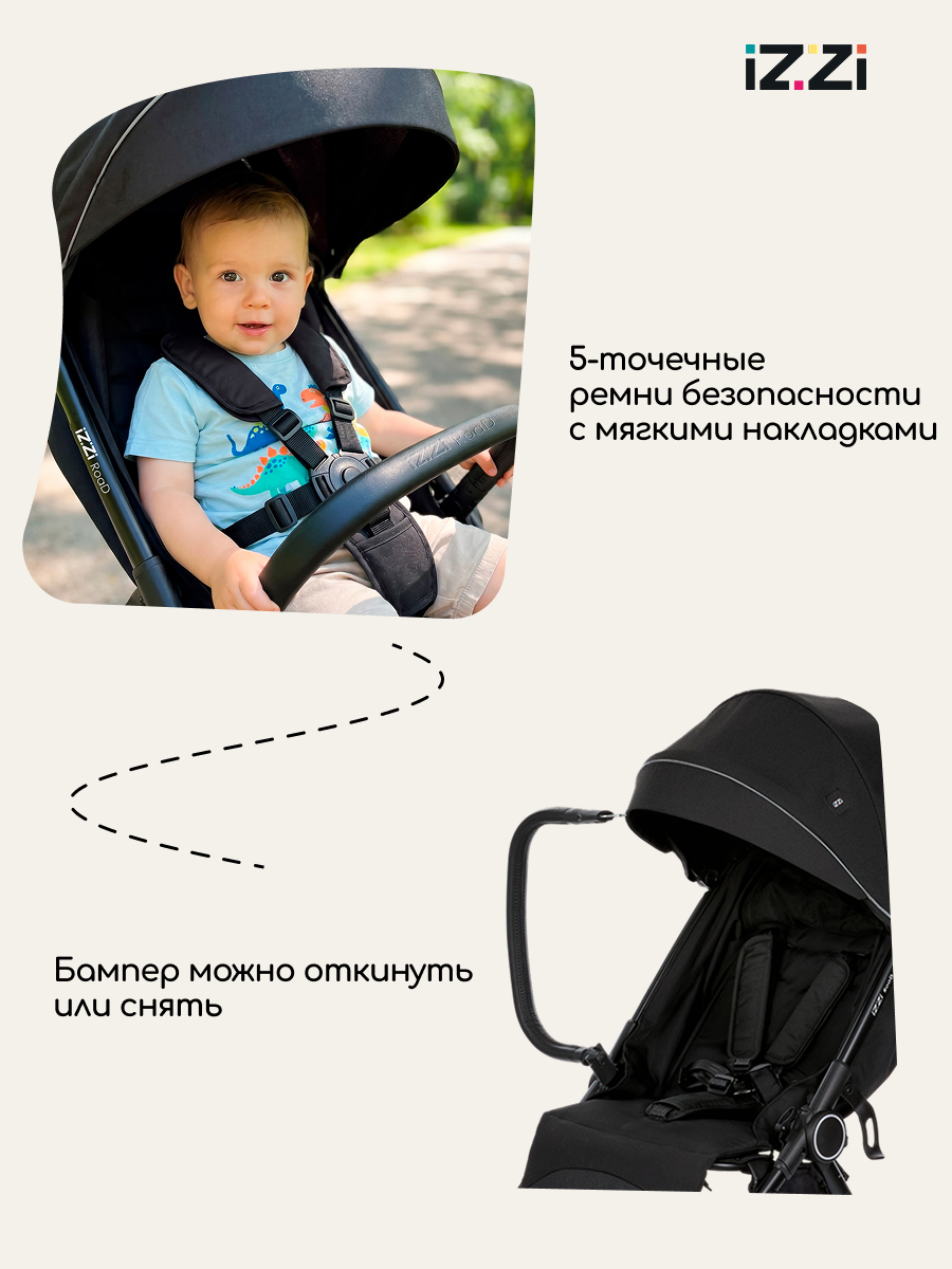 Коляска прогулочная iZZi для путешествий черный - фото 3