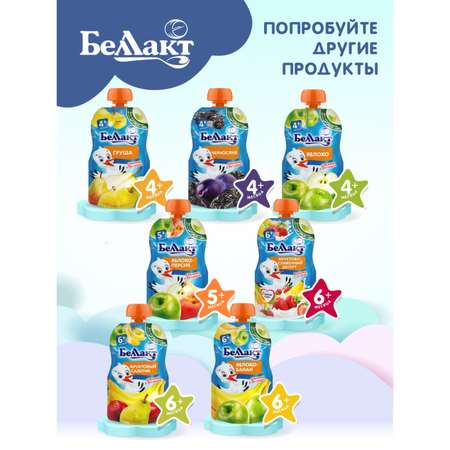 Пюре Беллакт Фруктово-ягодный коктейль из груш банана и малины 90гр пауч Х8