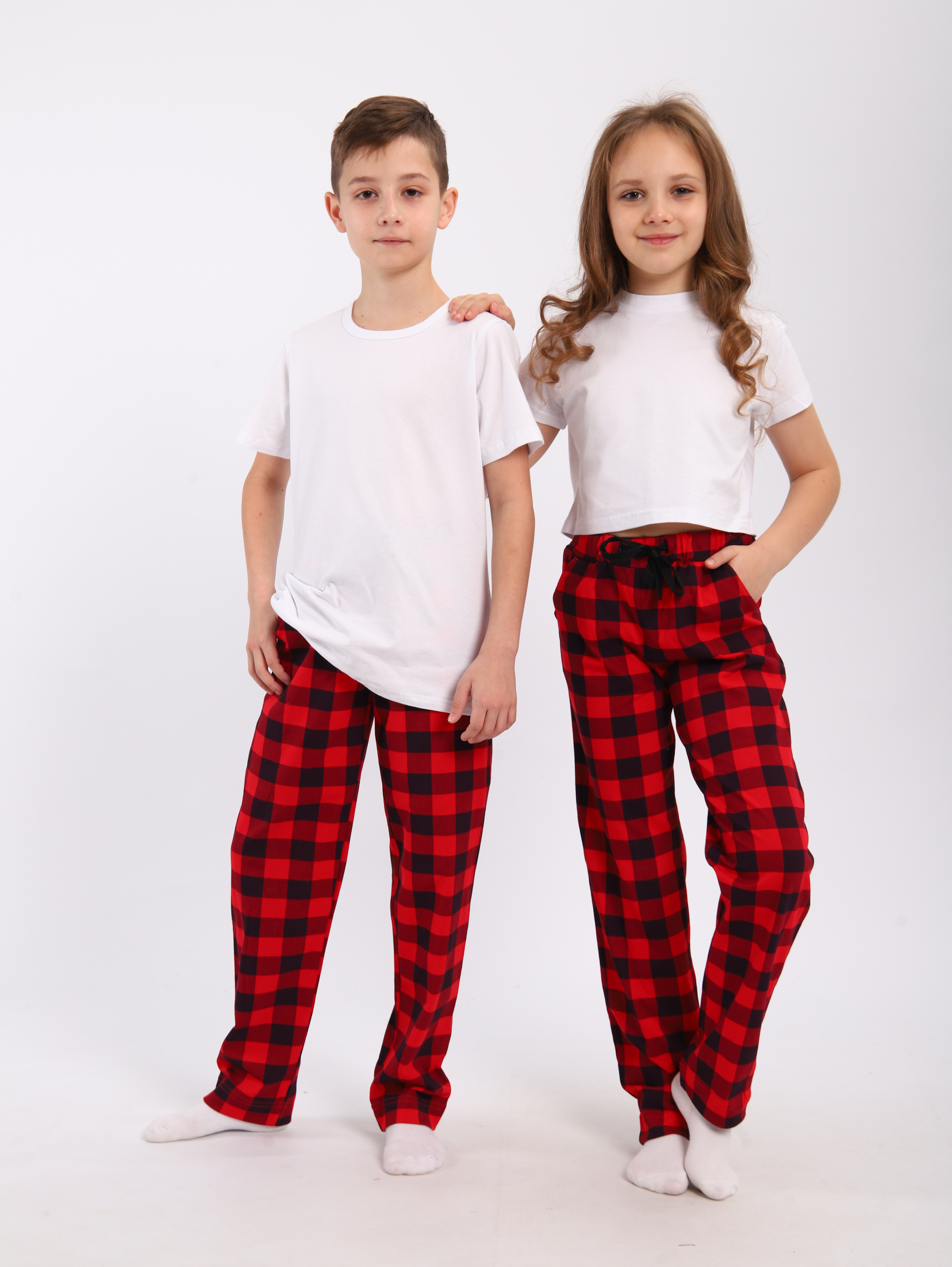 Брюки ЛАДОШКИ Брюки Матвей красная клетка - фото 2