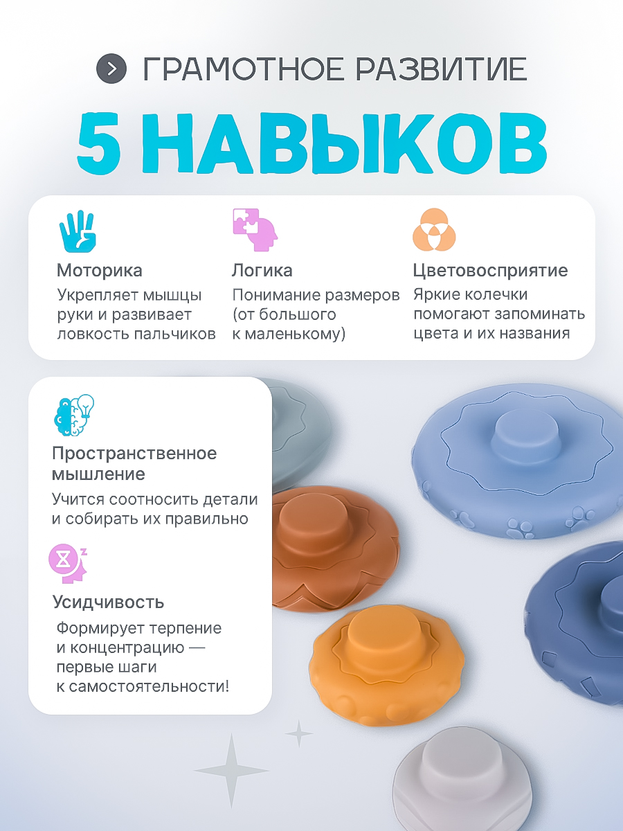 Игрушка SHARKTOYS пирамидка Панда с прорезывателем - фото 4