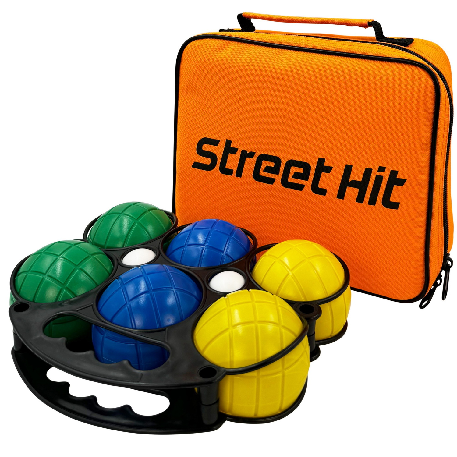 Набор для игры Street Hit Петанк 6 шаров из пластика синий зеленый желтый - фото 1