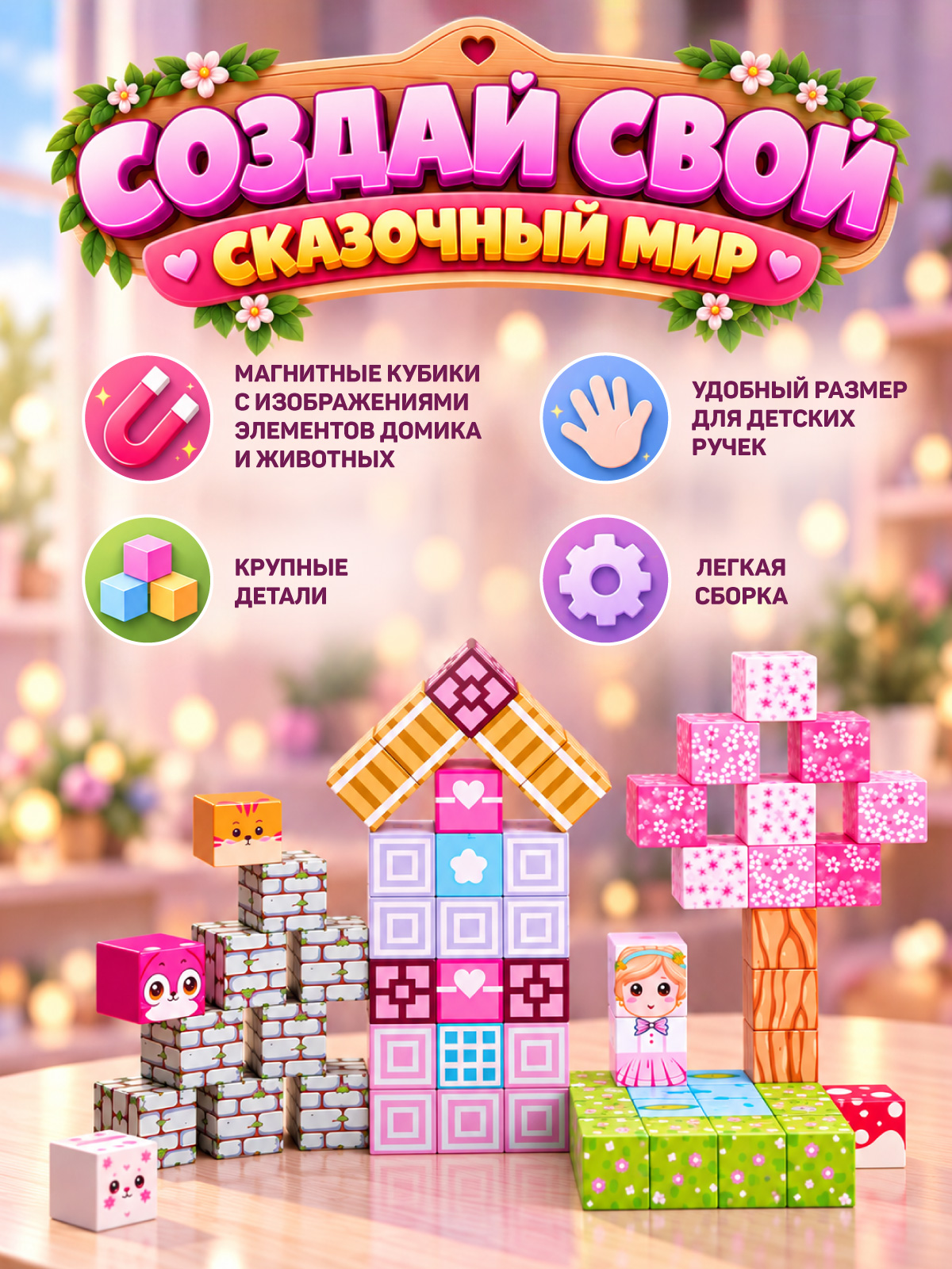 Конструктор Constructa Волшебный домик магнитный 59 дет. - фото 2