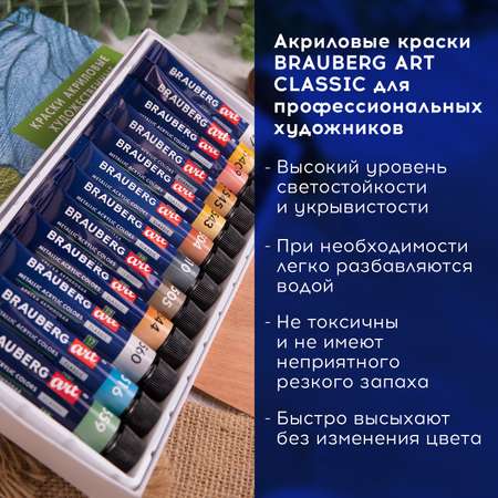 Краски акриловые Brauberg 12 цв.