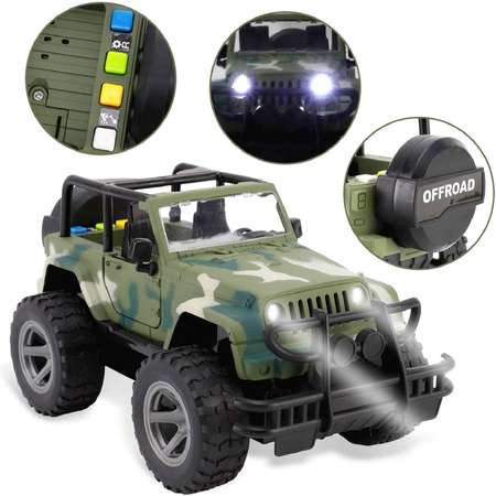 Автомобиль LampStory Land Rover военный автомобиль 1:16 зеленый