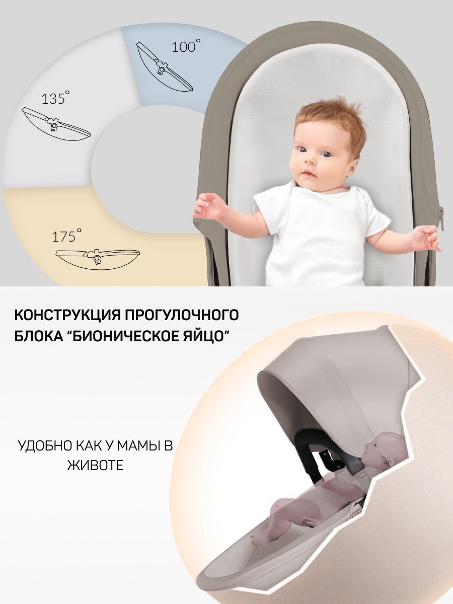 Коляска трансформер Aimile Spring бежевый - фото 3