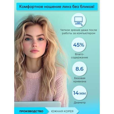 Контактные линзы ILLUSION aero на 1 месяц -2.50/14.2/8.6 6шт.