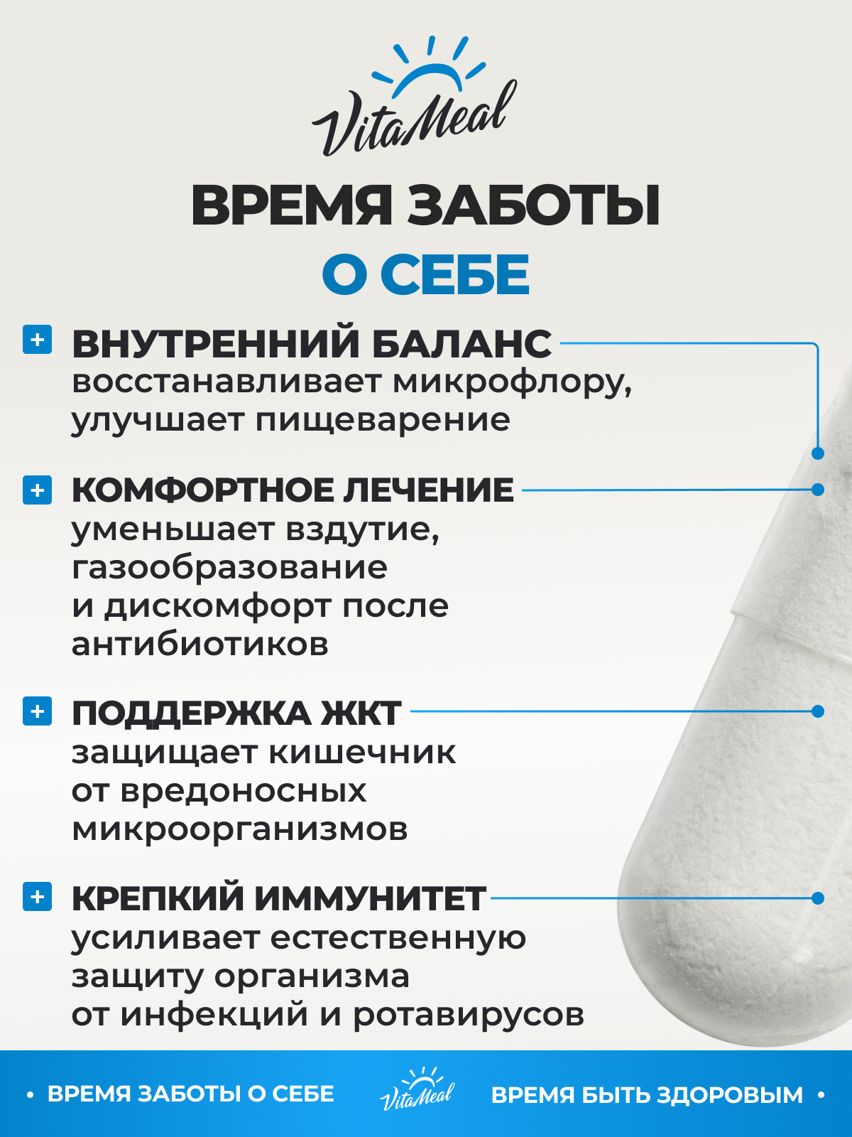 Биологически активная добавка VitaMeal Пробиотики и пребиотики для ЖКТ и микрофлоры кишечника 60 капсул - фото 2