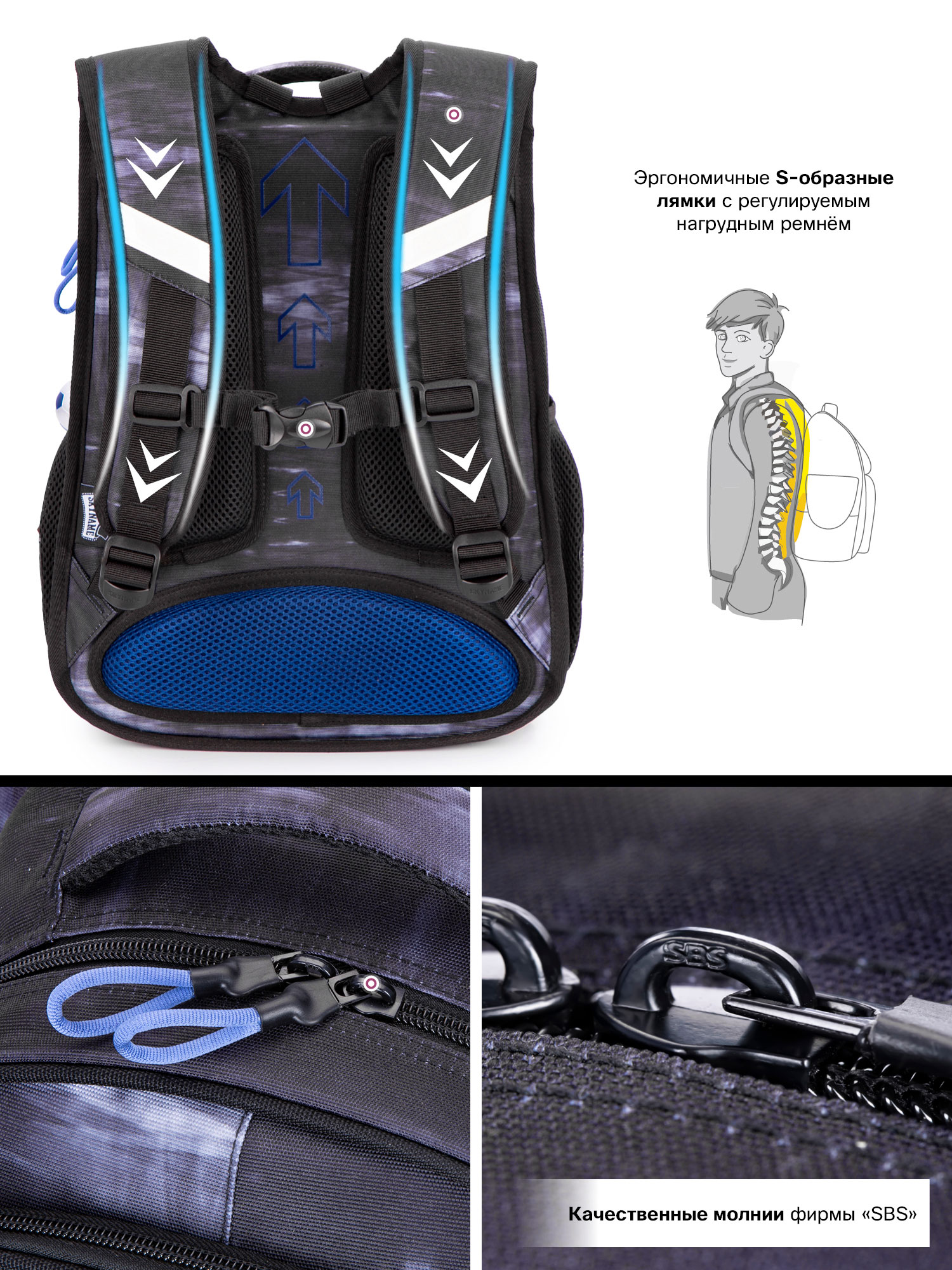 Рюкзак SkyName 17л анатомическая спинка+мячик - фото 10