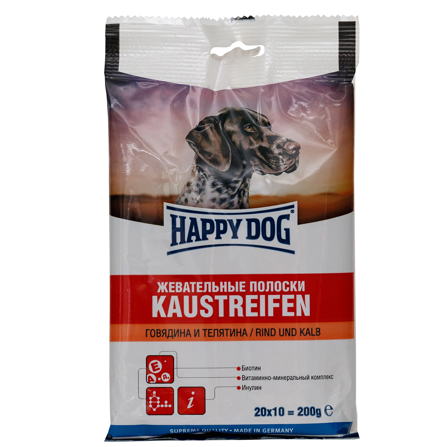 Лакомство для собак Happy Dog Полоски говядина-телятина 200г - фото 1