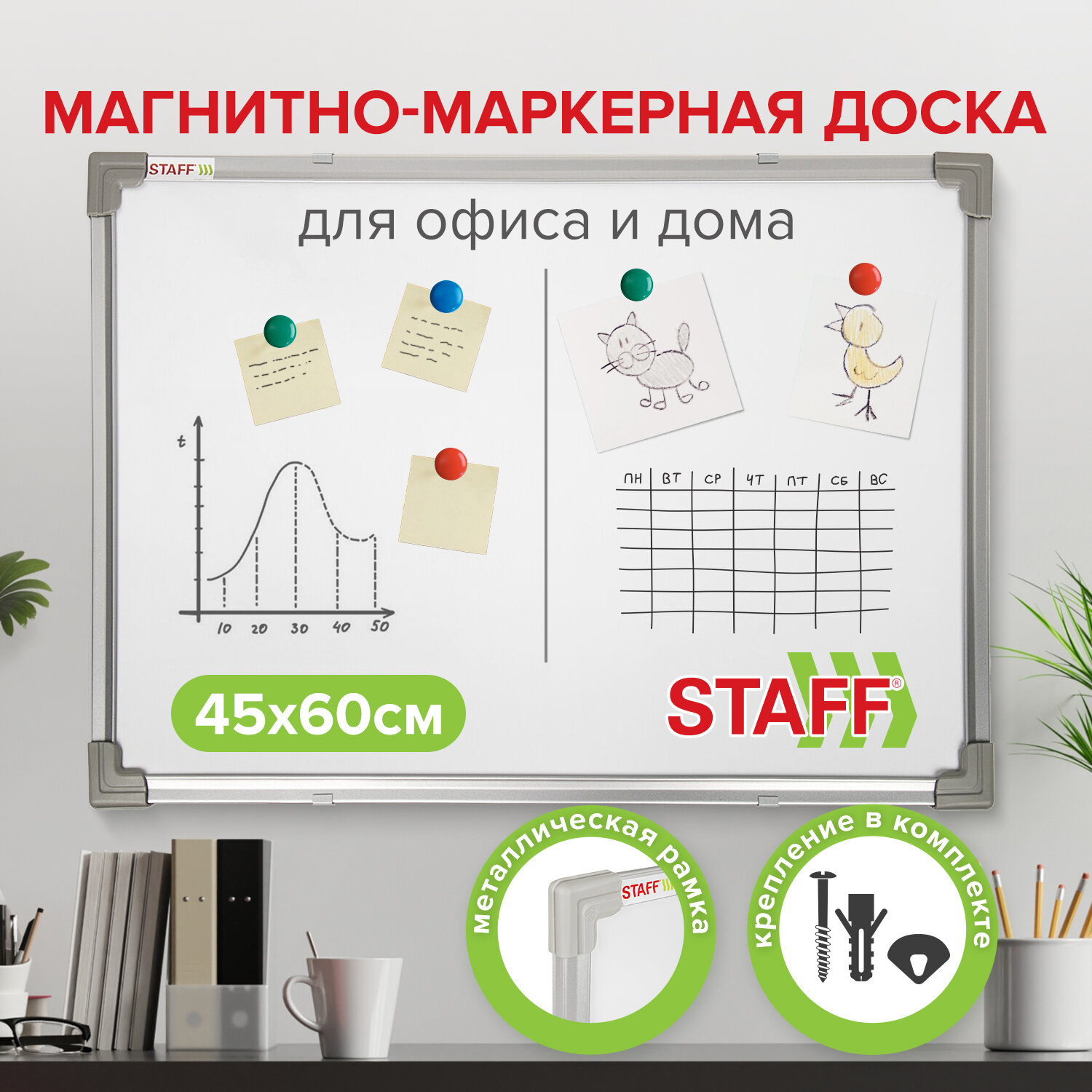 Изображение товара Магнитно-маркерная доска Staff Изображение товара Магнитно-маркерная доска Staff
