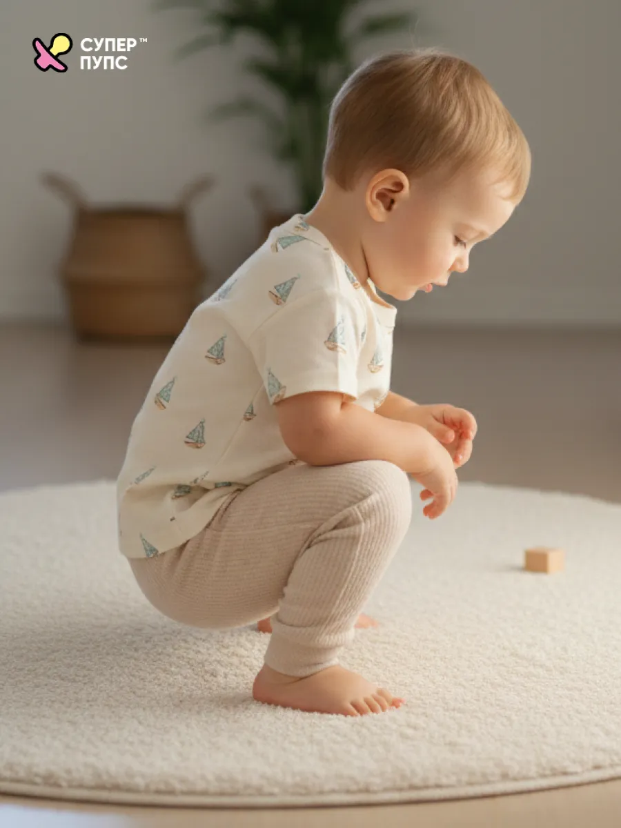 Футболка и штанишки Супер Пупс нбр/фут/штан/паруса/кофе - фото 18