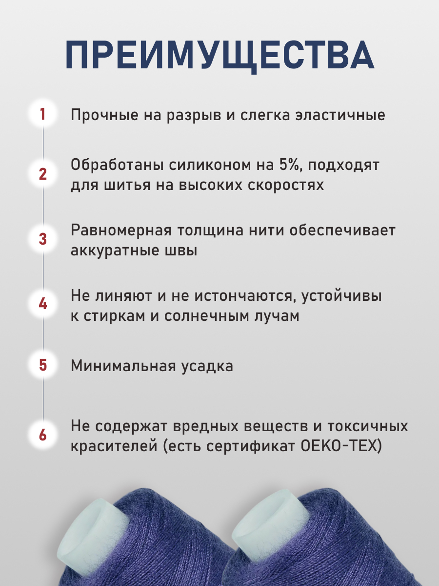 Нитки для шитья 40/2 Bestex 10шт цв 100 - фото 3