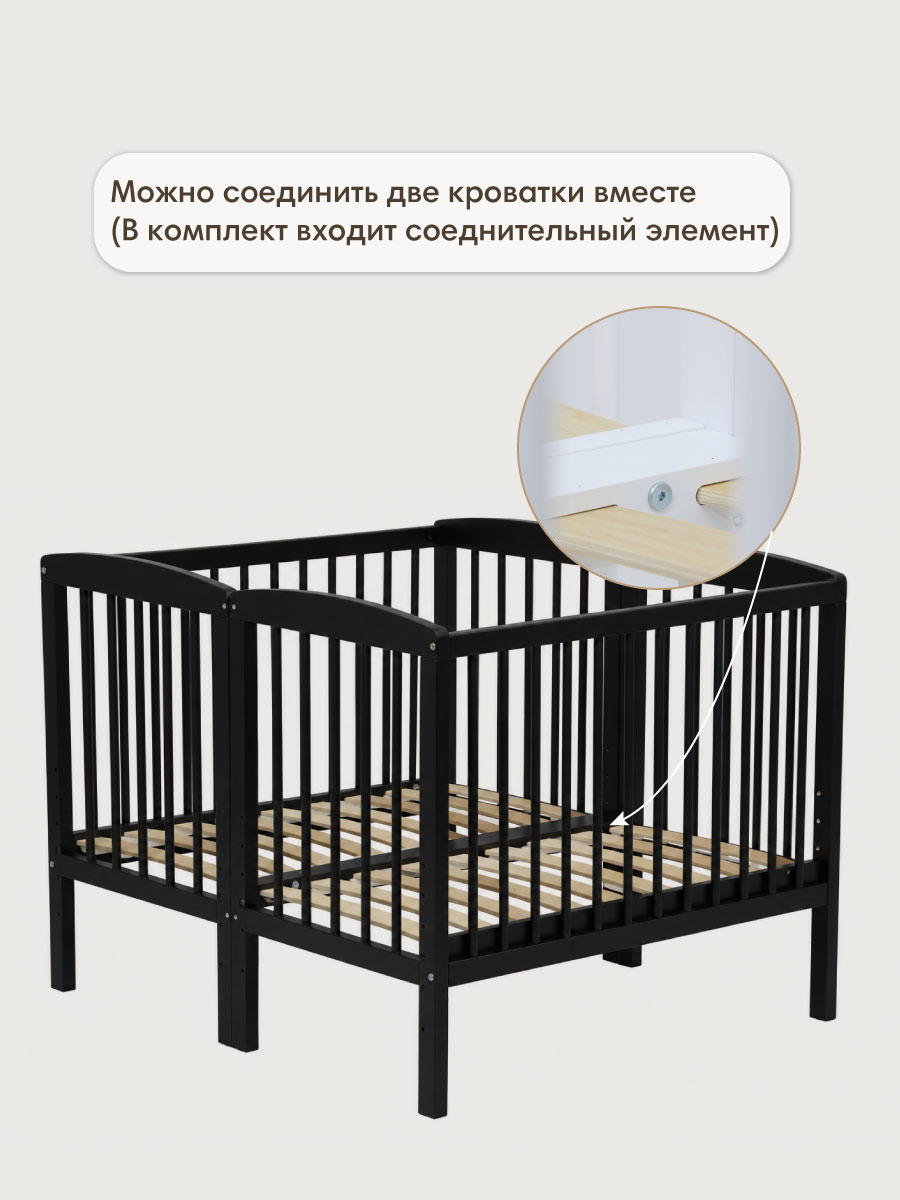Детская кроватка OLANT BABY Sova Mini 90х50см, без маятника (черный) - фото 15