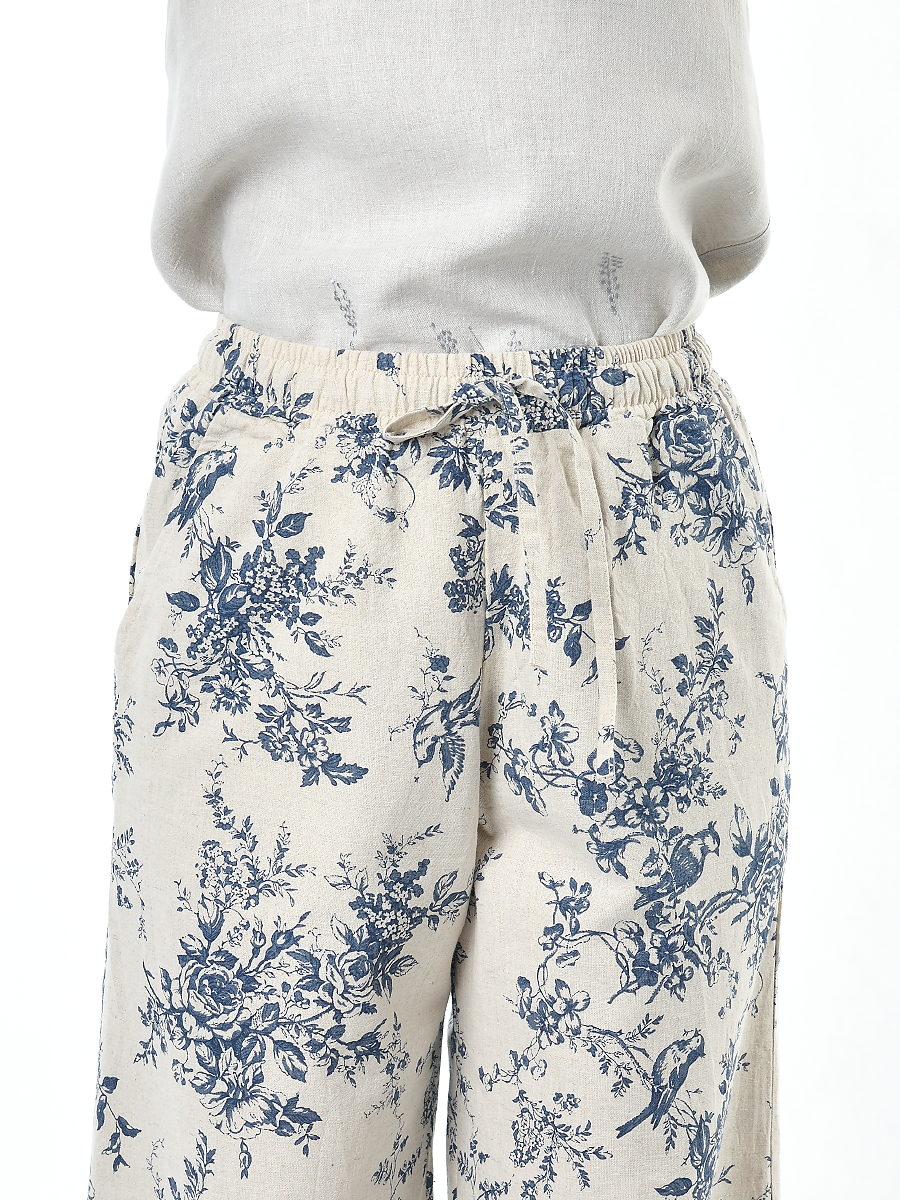 Брюки Льняная Горница бр020-02/бежевый-синий - фото 8