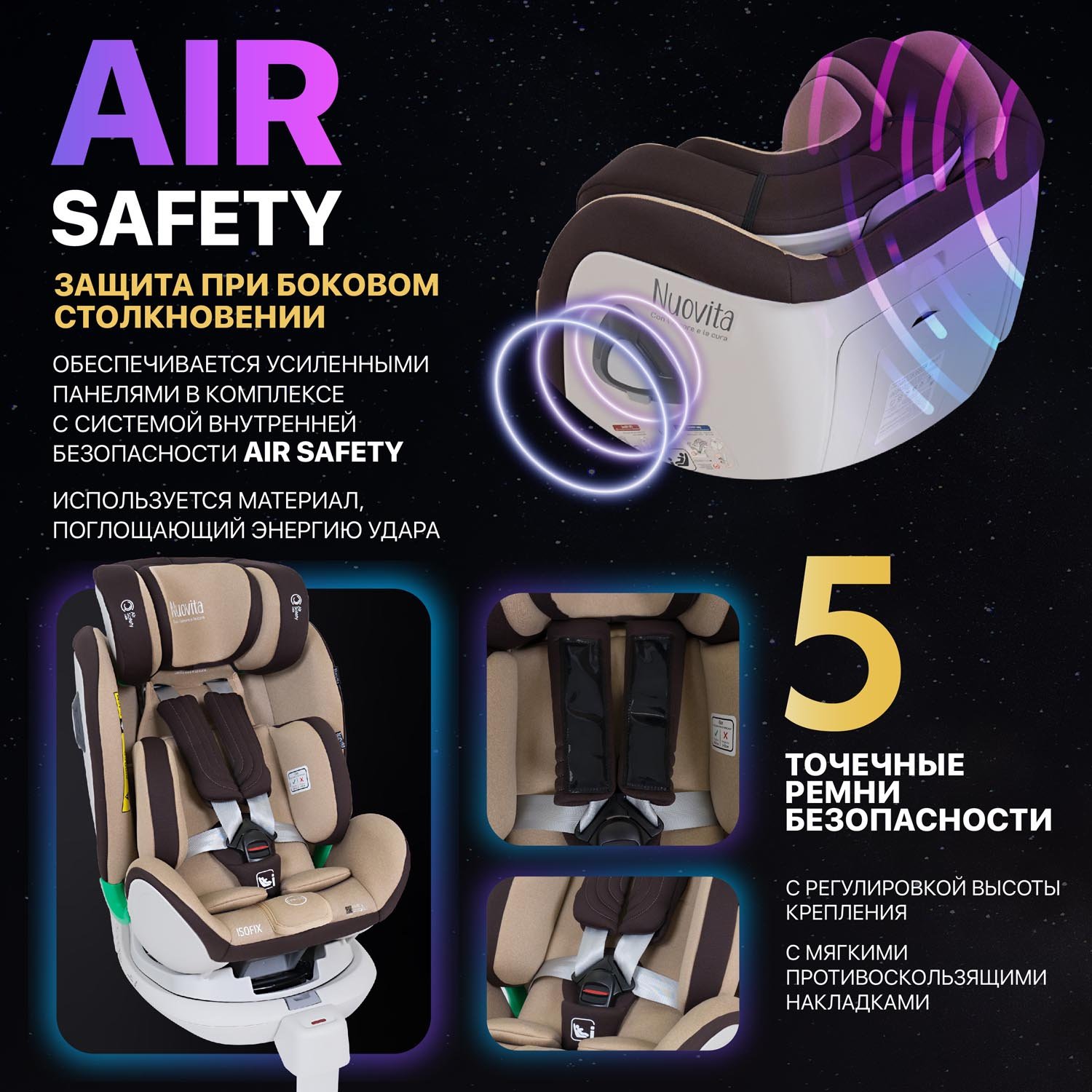 Автокресло Nuovita Maczione NiS1-1 Isofix 0+/1 (0-18 кг) бежевый - фото 8