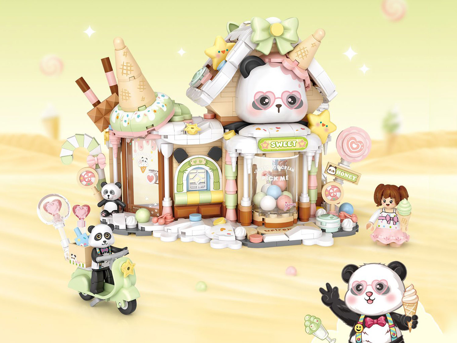 Конструктор Loz панда и мороженное 884 дет. - фото 1