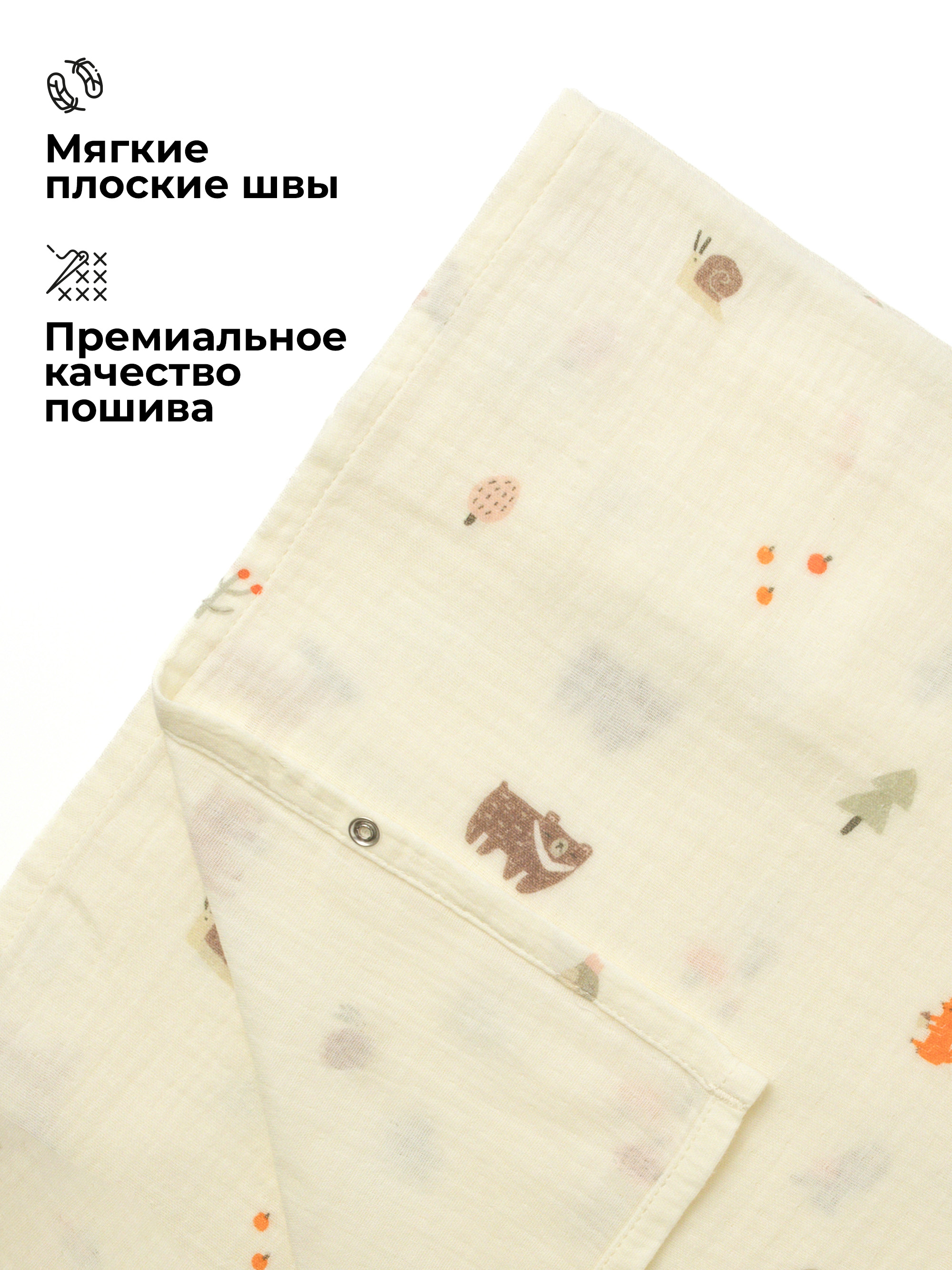 Пелёнка BUBA KIDS Заповедный лес муслин 115х115 см - фото 4