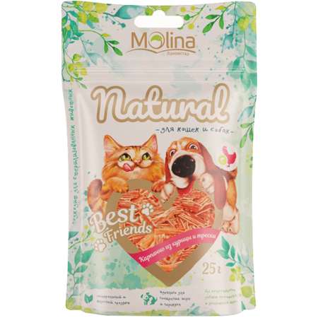 Лакомство для кошек и собак Molina Best Friends карпаччо из курицы и трески 25г