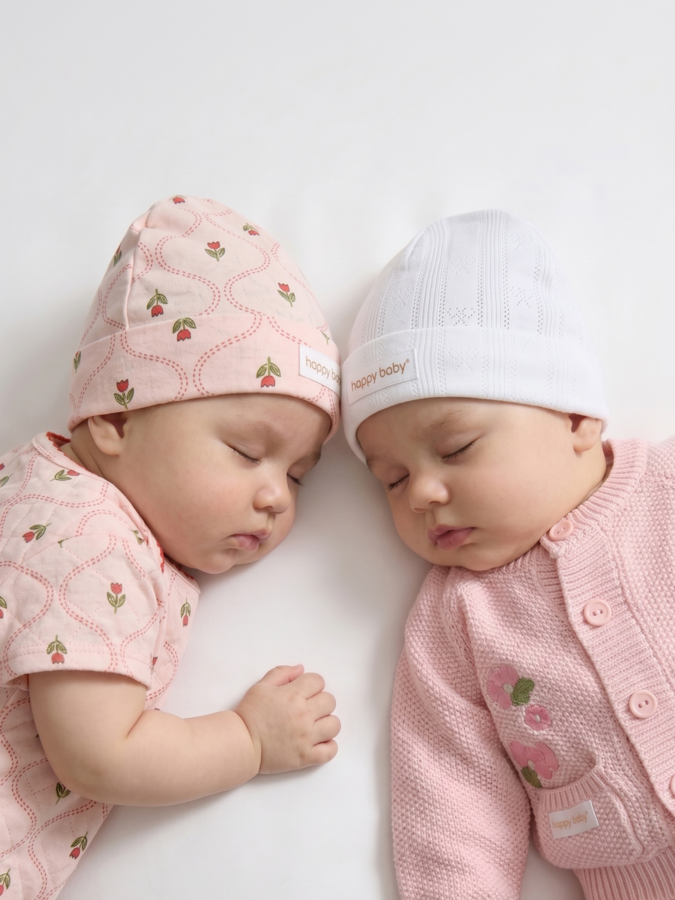 Шапочка 2 шт Happy Baby 90148-0_white-pink - фото 1