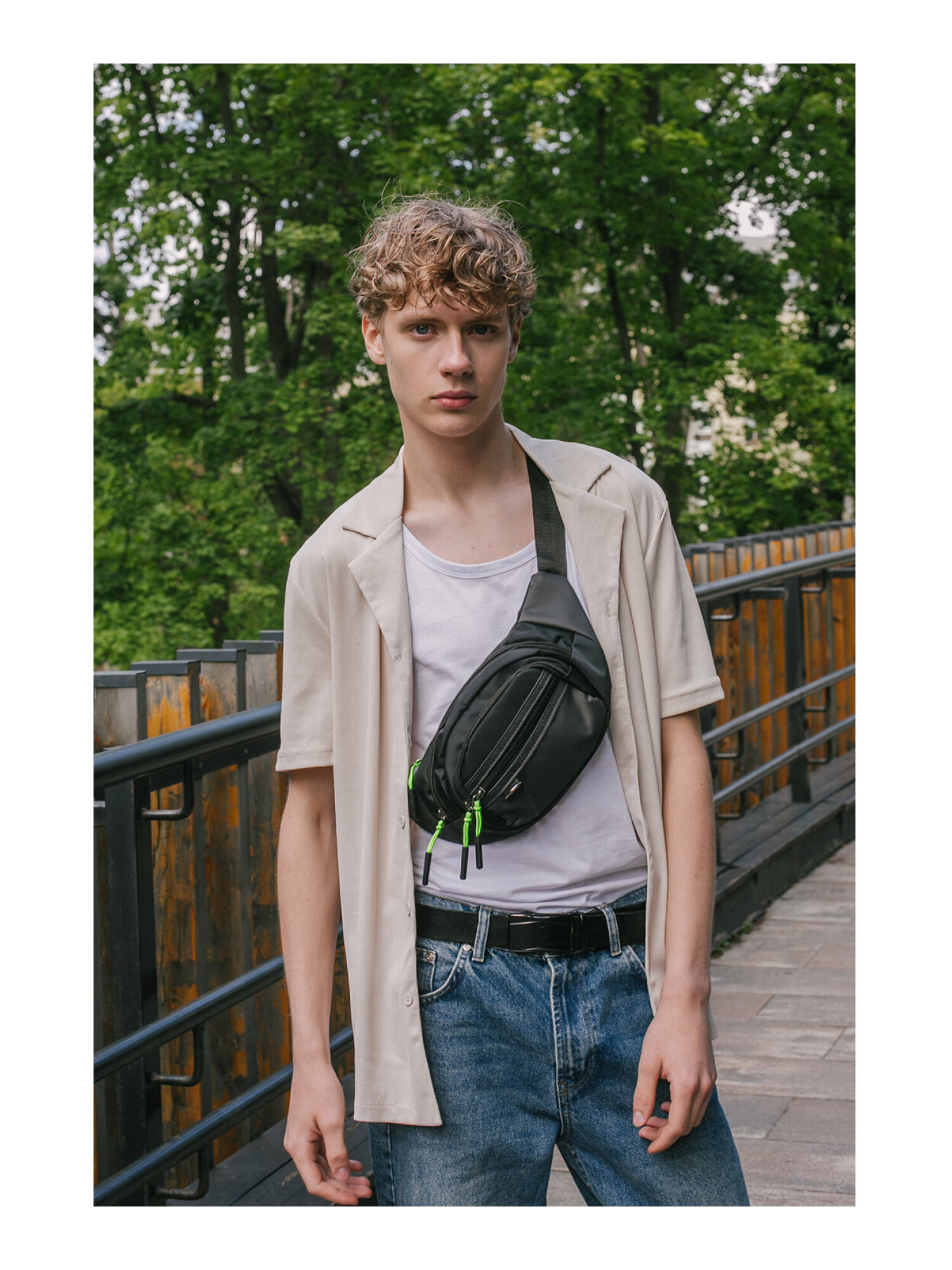 Сумка HEIKKI чёрный/зеленый поясная - фото 13