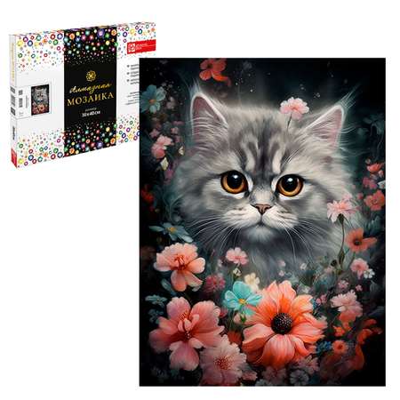 Алмазная мозаика Феникс + Котенок в цветах