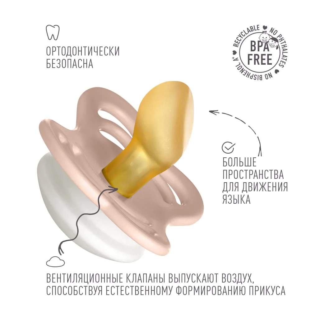 Пустышка BIBS латекс анатомическая от 0 мес. 1 шт. - фото 3