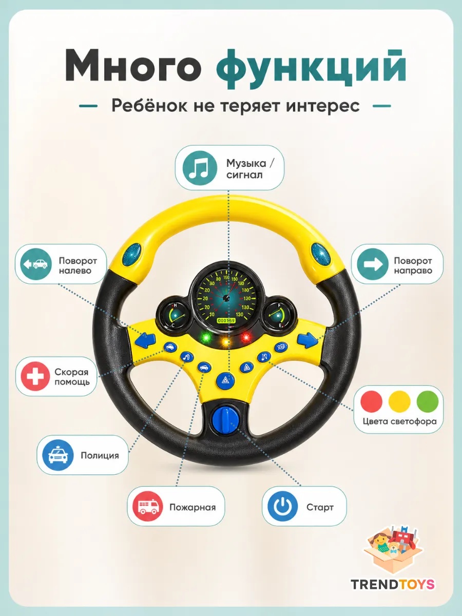 Игрушка TrendToys руль Интерактивный с креплением - фото 6