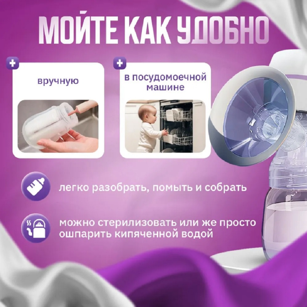 Молокоотсос электрический беспроводной ТОТОША Устройство для сцеживания с функцией массажа с бутылочкой 180 мл - фото 9
