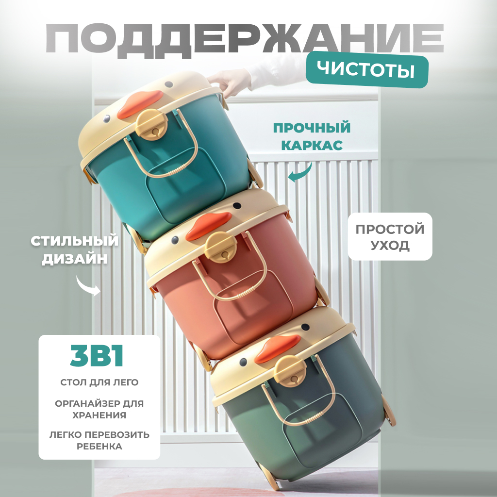Ящик для хранения игрушек Solmax контейнер на колесиках 57х38х33 см синий - фото 3