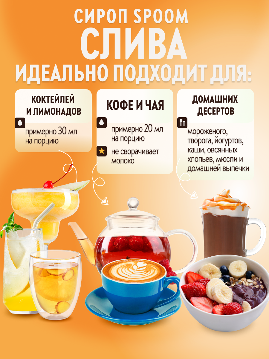 Сироп SPOOM Слива 1 л для кофе коктейлей и десертов - фото 3