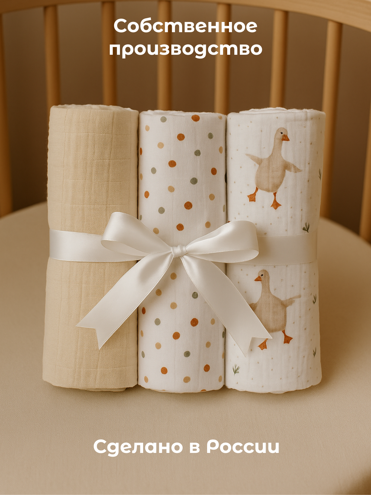 Пелёнка Сонный ежик Муслиновые пеленки муслин 100х130 см 3 шт. - фото 3