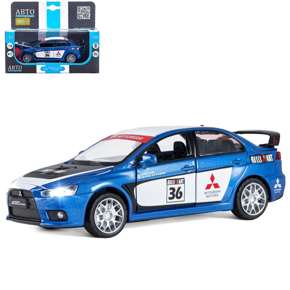 Автомобиль АВТОпанорама Mitsubishi Lancer Evolution 1:32 JB1251472 - фото 11