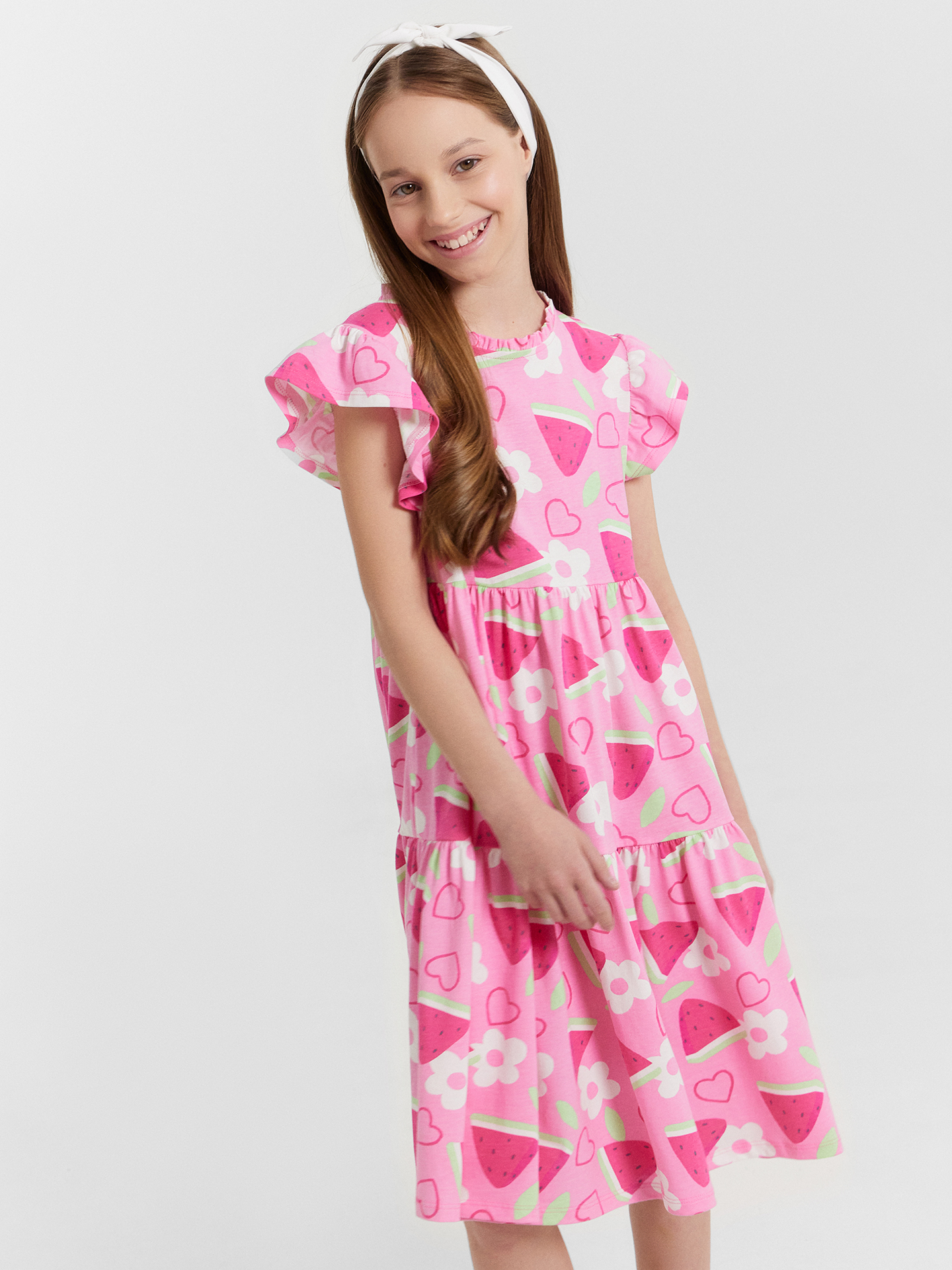 Платье Mark Formelle (Марк Формэль) 157818/фрукты на розовом саше - фото 1